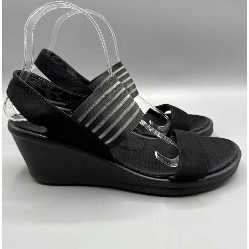 Skechers Sandals Womens Rumblers Sci Fi Casual Wedge Slingback Black Size 10